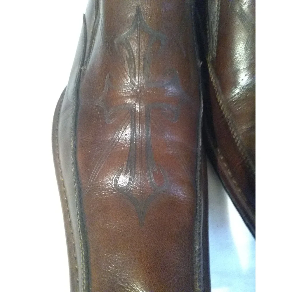 Aldo Men's Leather Dress Shoes Loafers Size US 8.5 EU 42 Brown Etched‎ Cross
